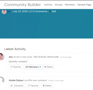 How to use BuddyPress Activity Shortcode plugin with Community Builder