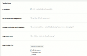 BuddyPress User Profile Tab Options