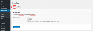 User profile tabs setting with BuddyBlog Pro