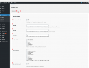 User profile tabs setting with BuddyBlog Pro