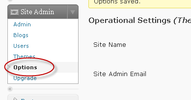 Site Admin Options 