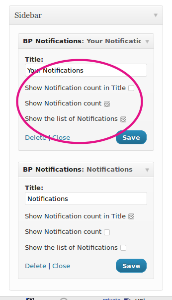 BuddyPress Notifications Widget