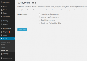 BuddyPress tools Menu