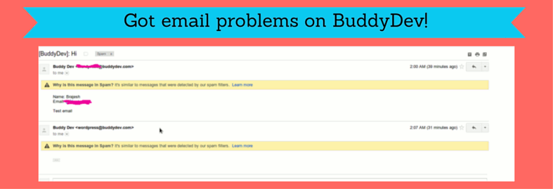 We have got email problems on BuddyDev!